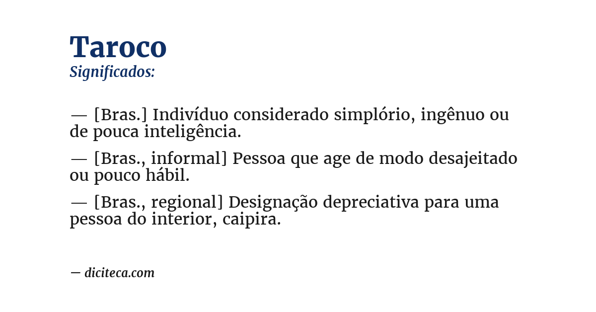 Significado de taroco