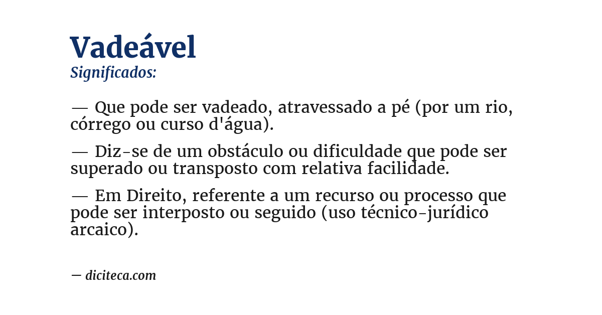 Significado de vadeável