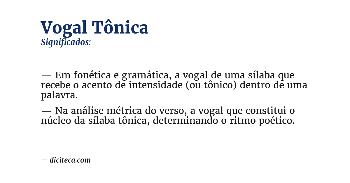 Significado de vogal tônica