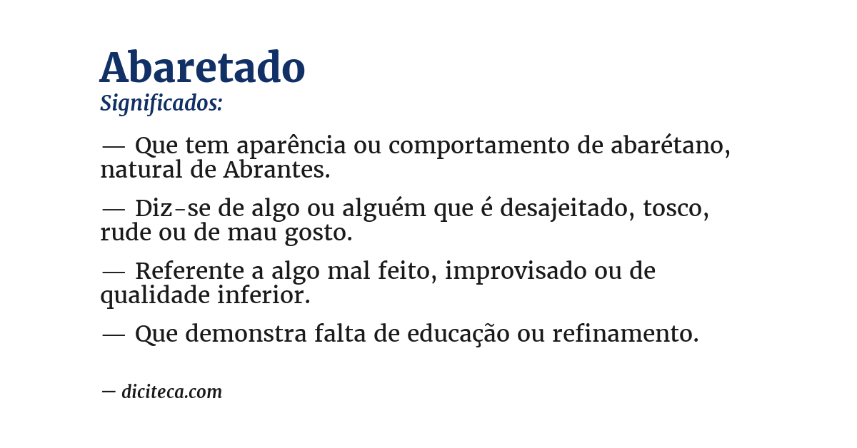 Significado de abaretado