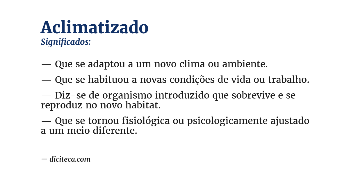 Significado de aclimatizado