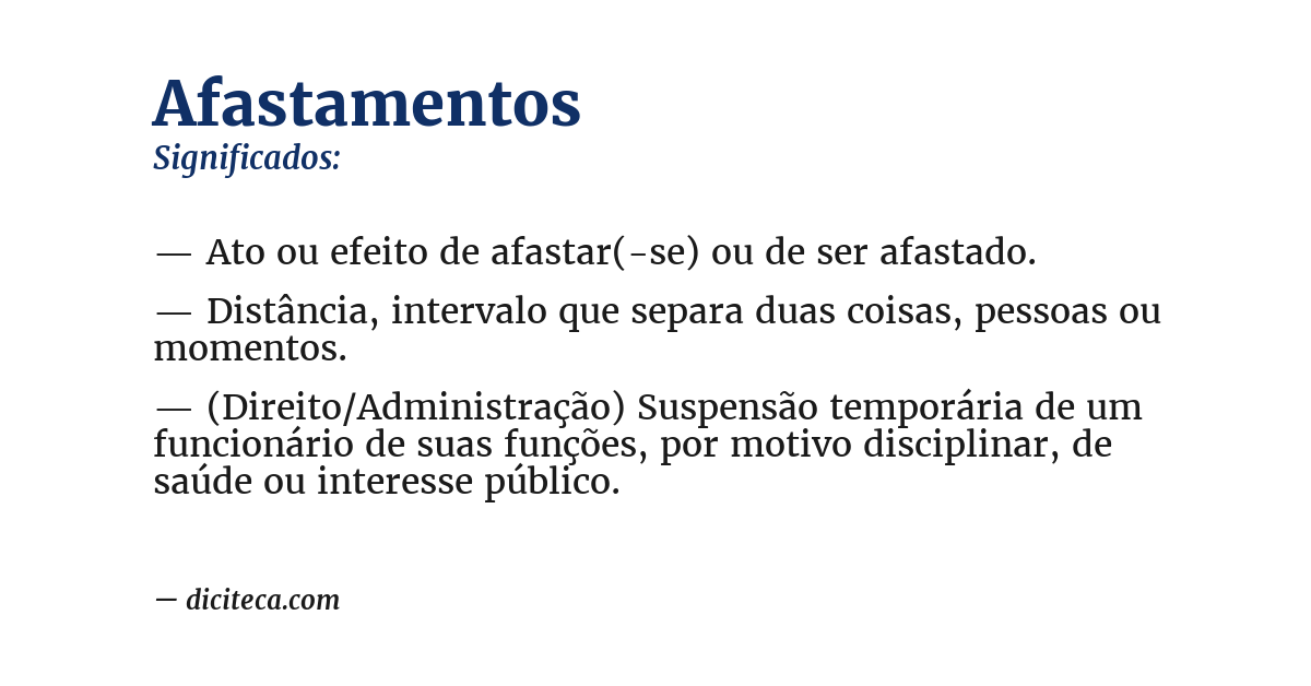 Significado de afastamentos