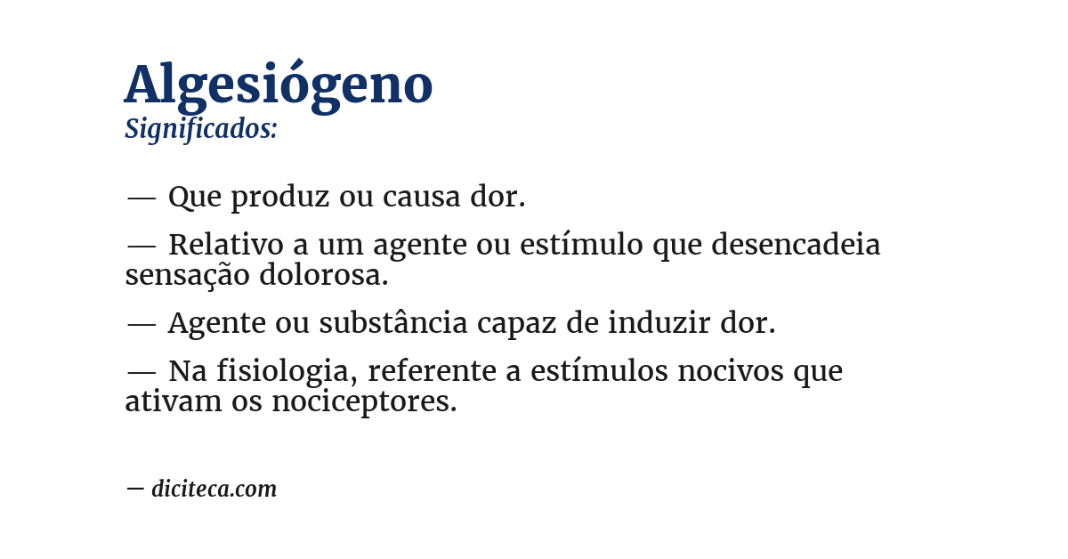 Significado de algesiógeno