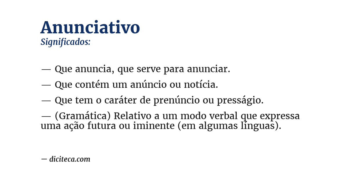 Significado de anunciativo
