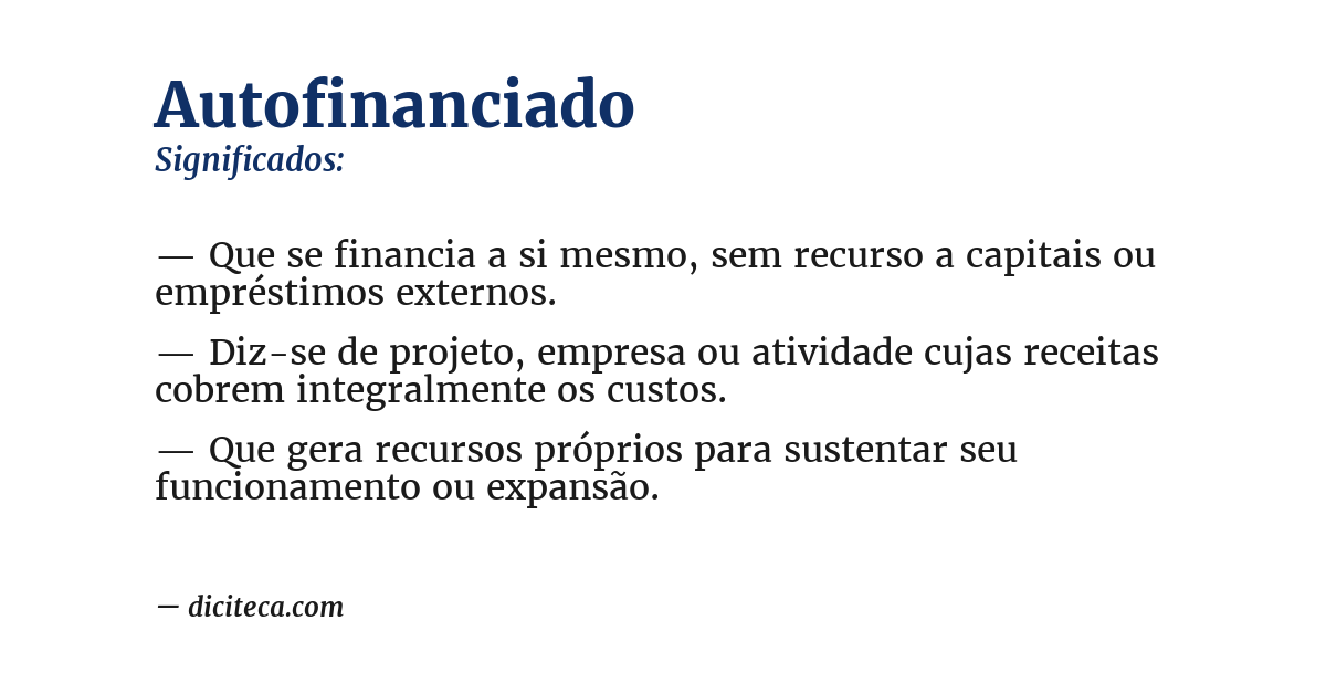 Significado de autofinanciado