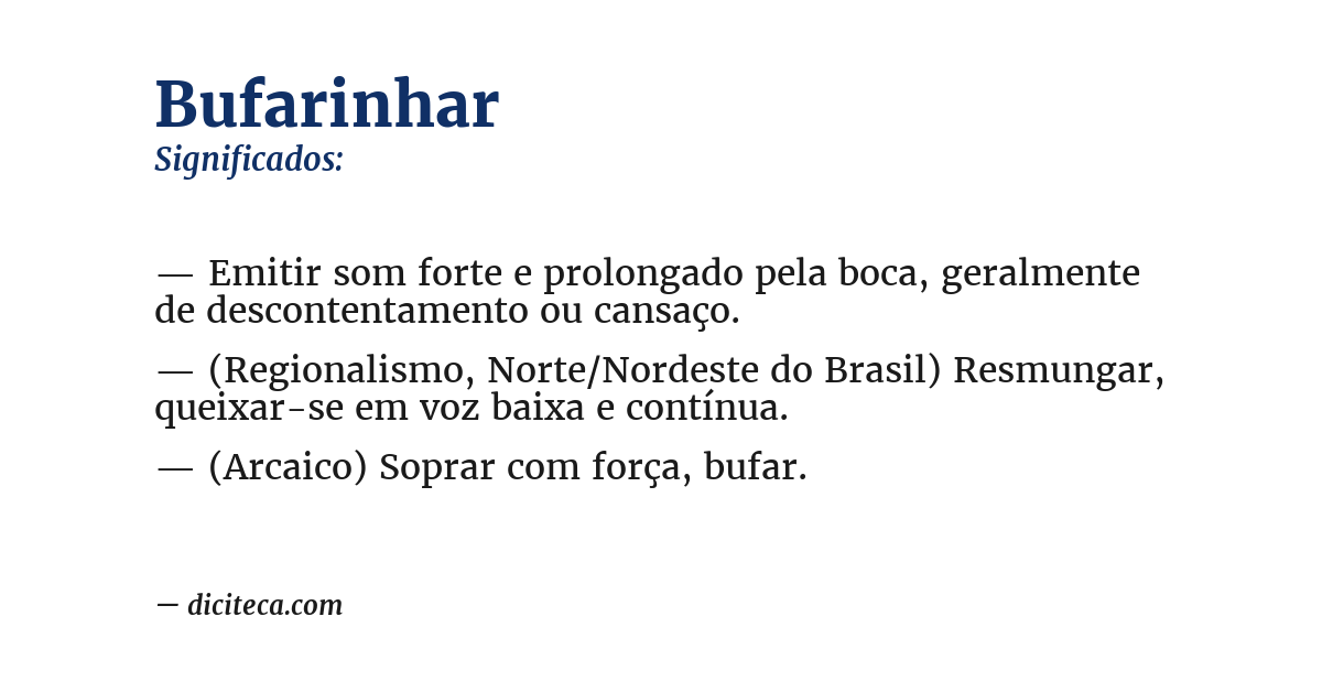 Significado de bufarinhar