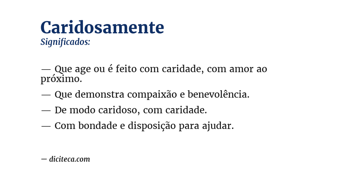 Significado de caridosamente