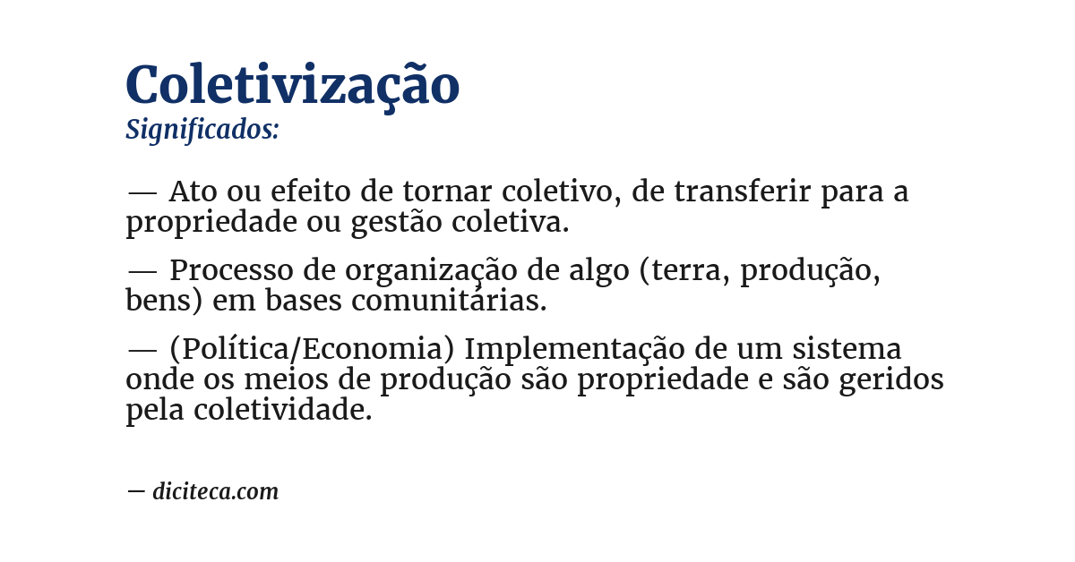 Significado de coletivização