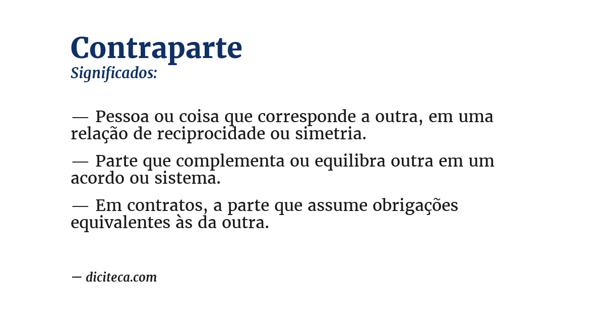 Significado de contraparte