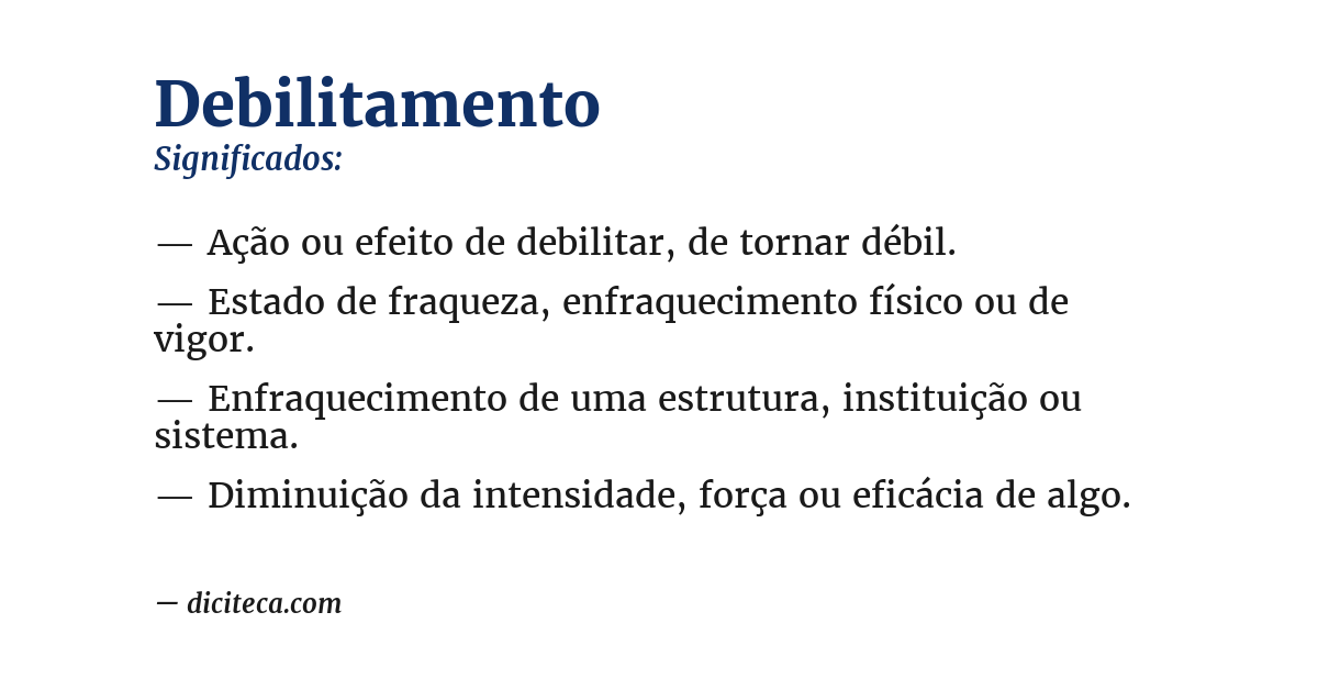 Significado de debilitamento