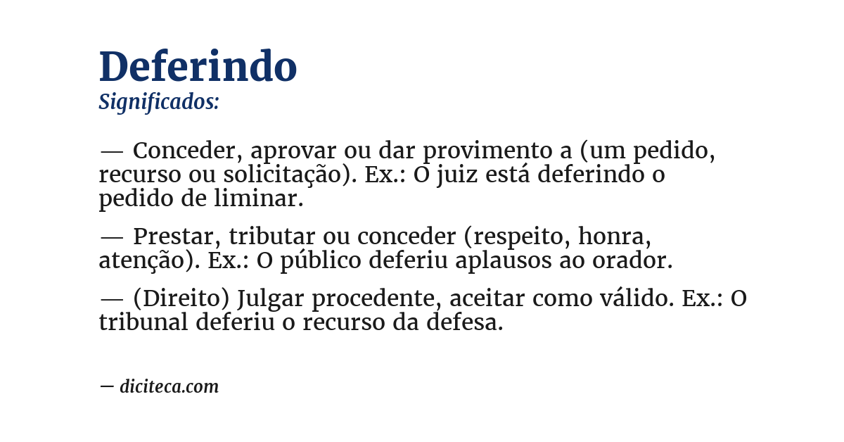 Significado de deferindo