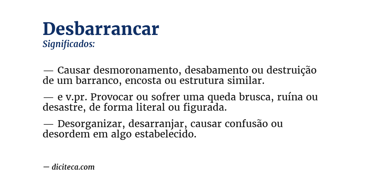 Significado de desbarrancar