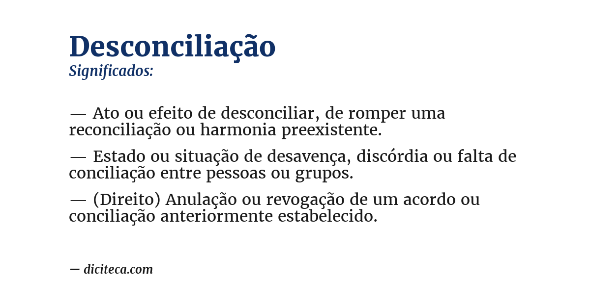 Significado de desconciliação