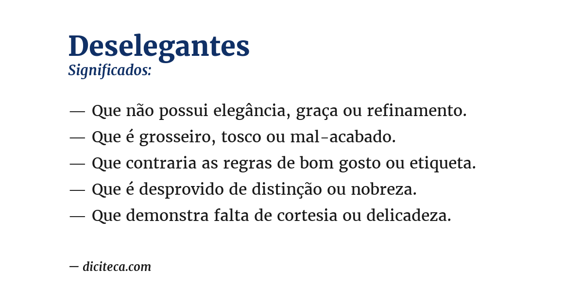 Significado de deselegantes