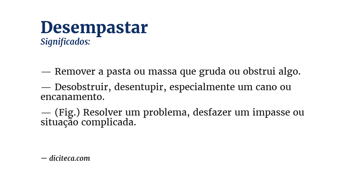 Significado de desempastar