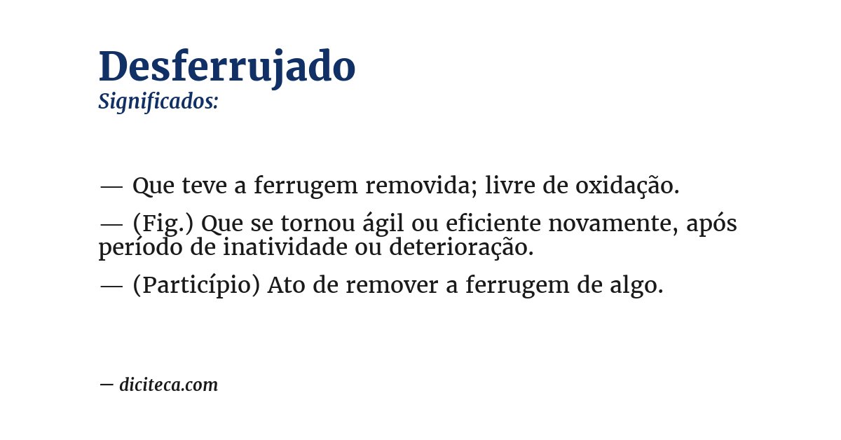 Significado de desferrujado