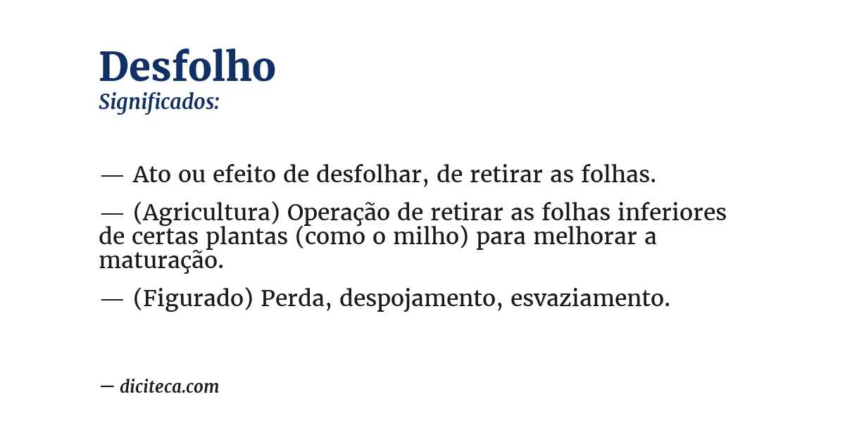 Significado de desfolho