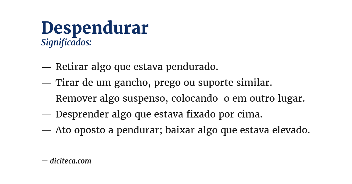 Significado de despendurar