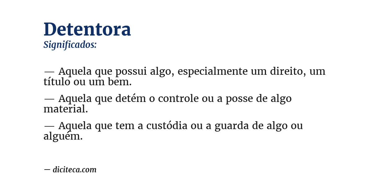 Significado de detentora