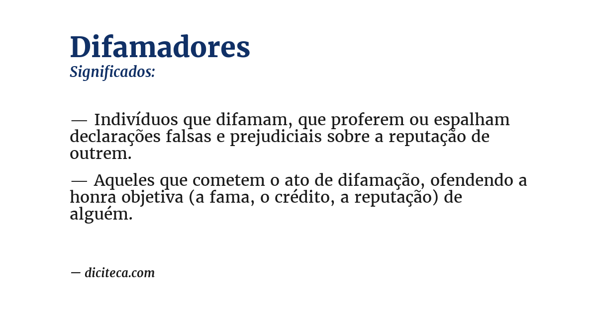 Significado de difamadores