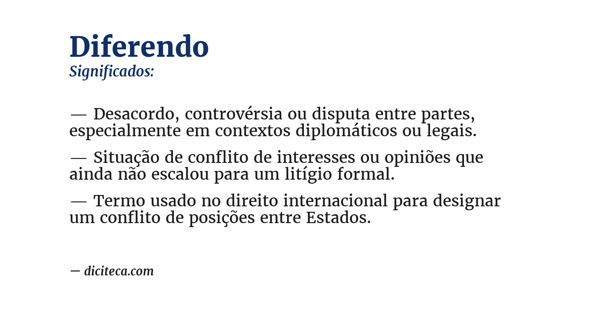 Significado de diferendo
