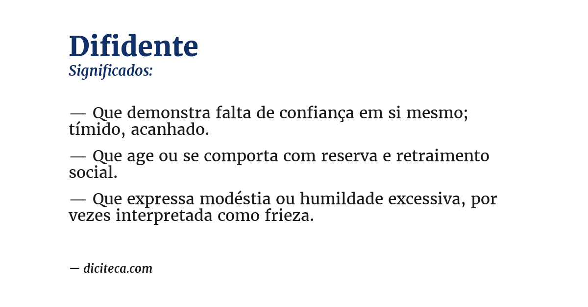Significado de difidente