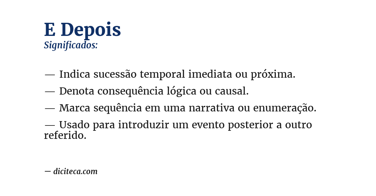 Significado de e depois