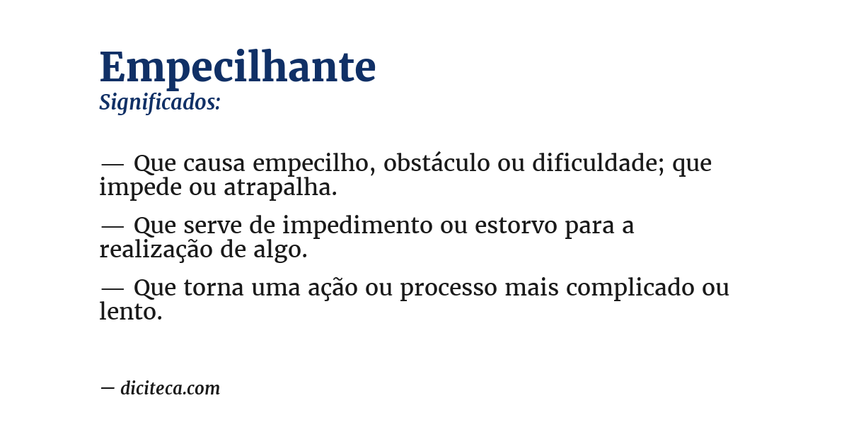 Significado de empecilhante