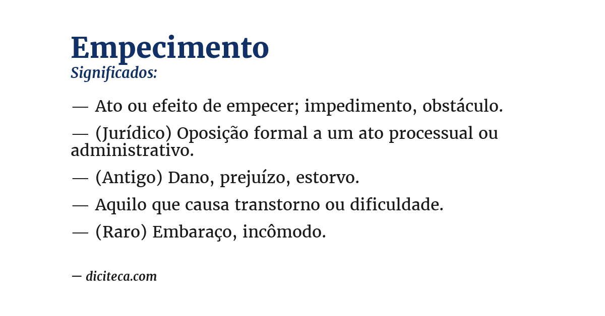 Significado de empecimento