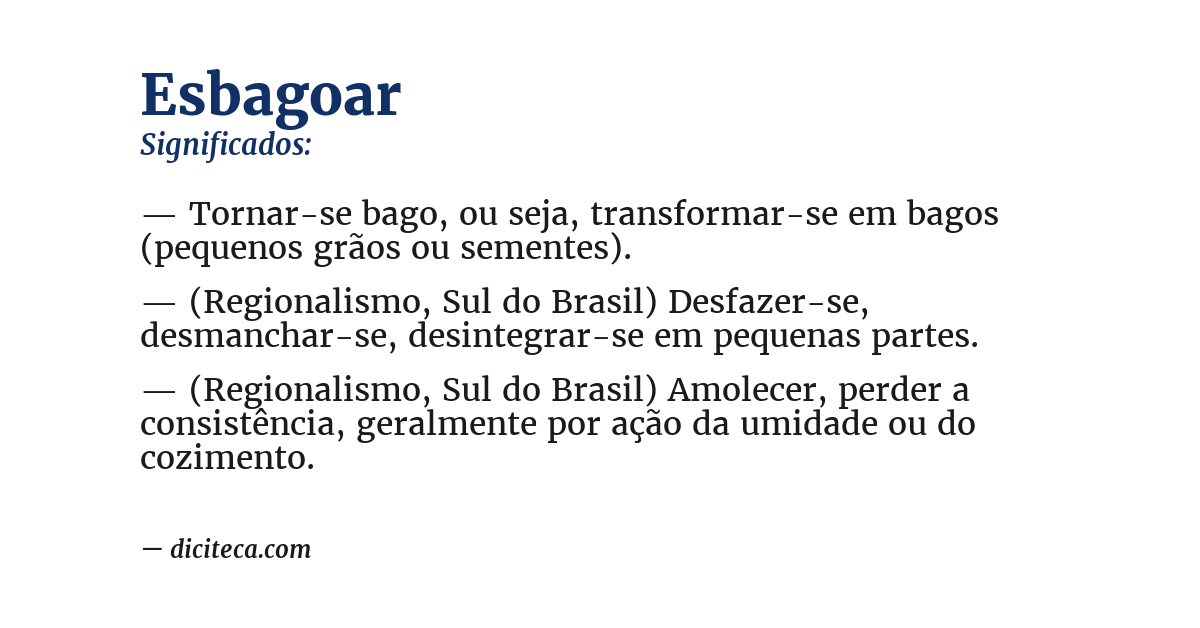 Significado de esbagoar