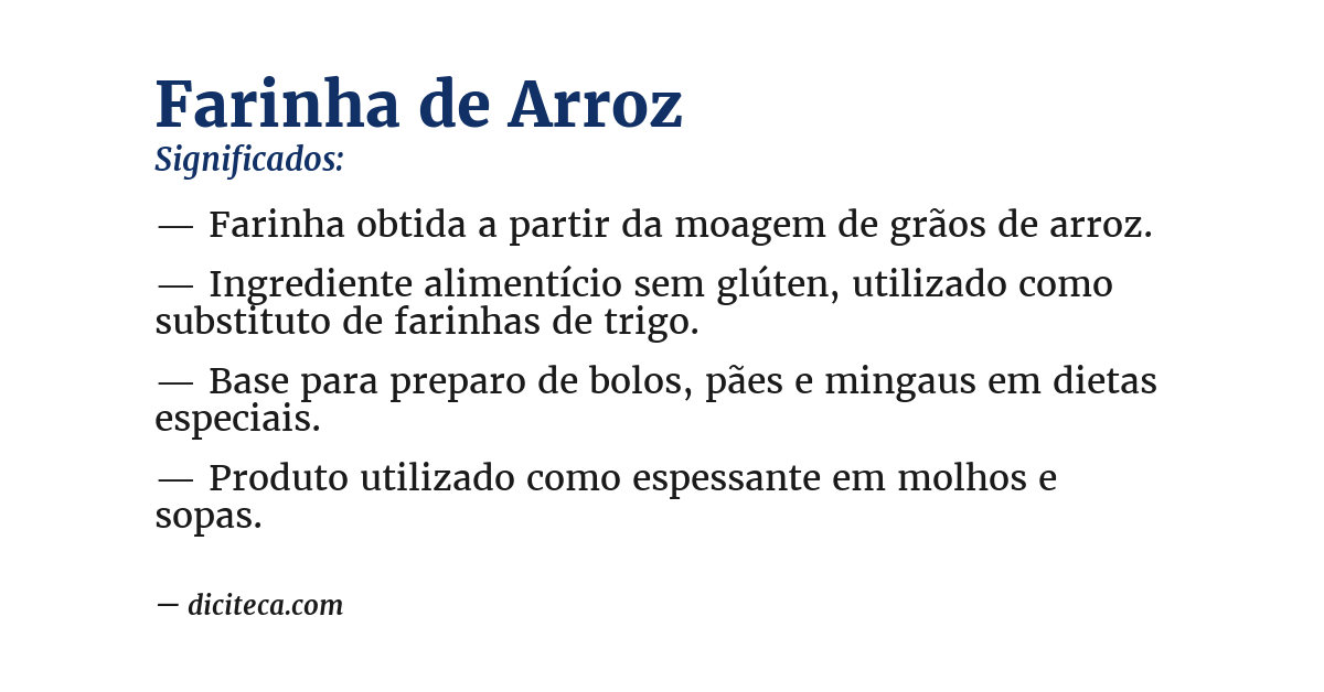 Significado de farinha de arroz