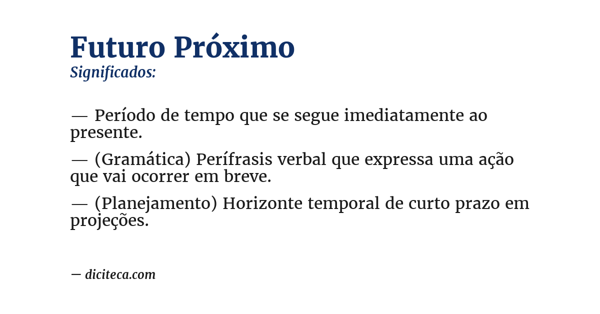 Significado de futuro próximo