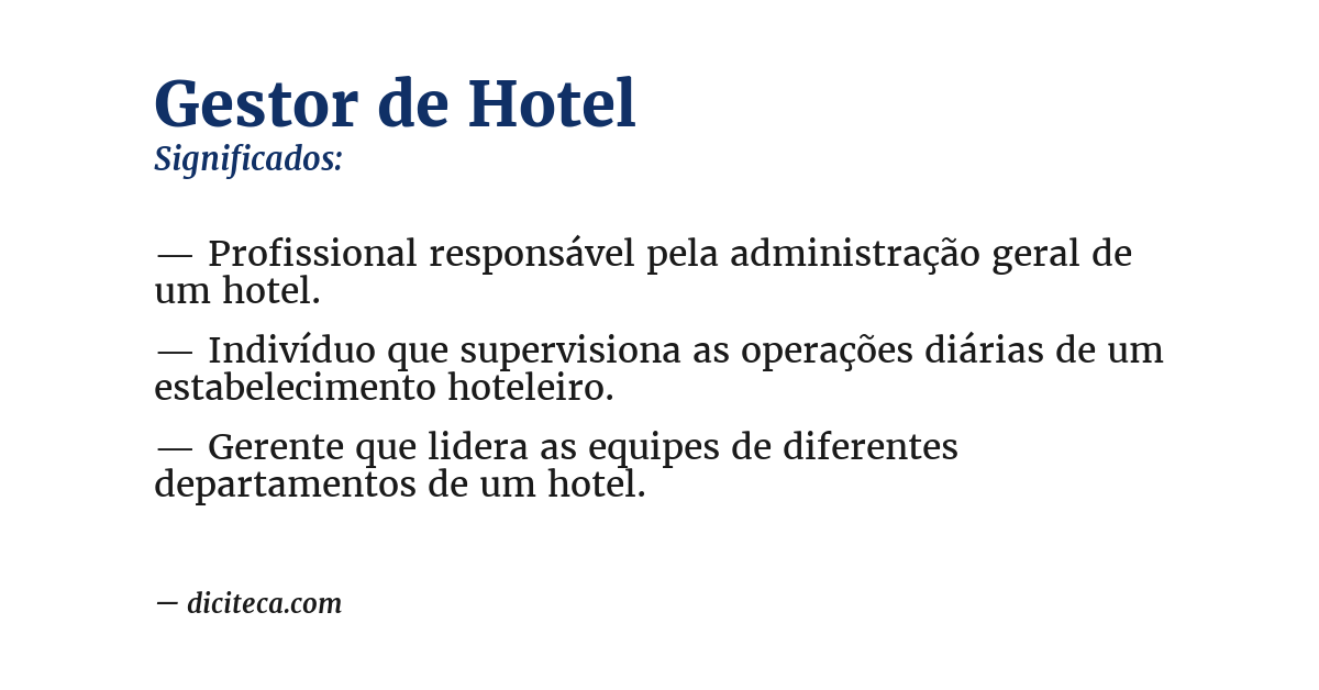 Significado de gestor de hotel