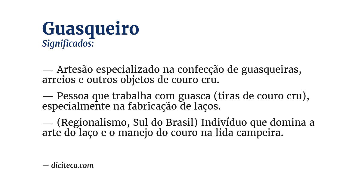 Significado de guasqueiro