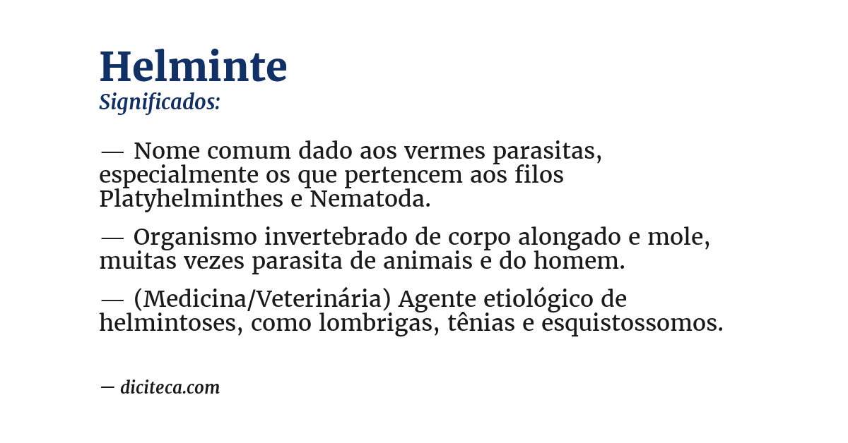 Significado de helminte