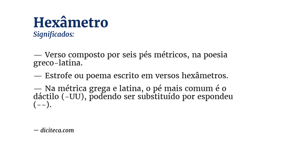 Significado de hexâmetro