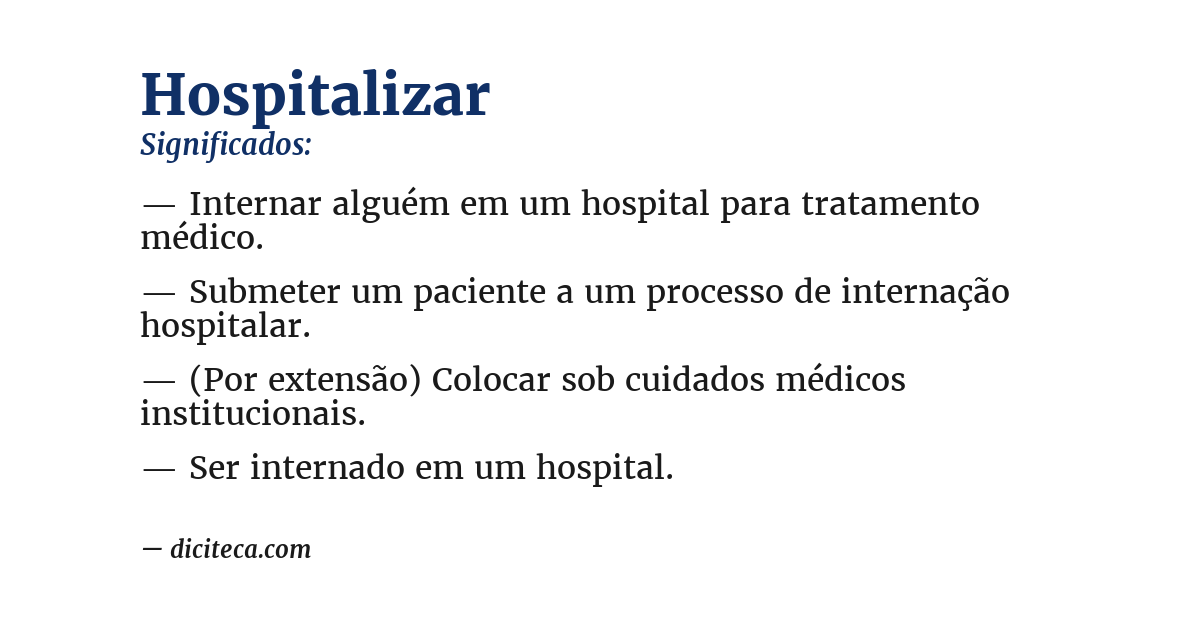 Significado de hospitalizar
