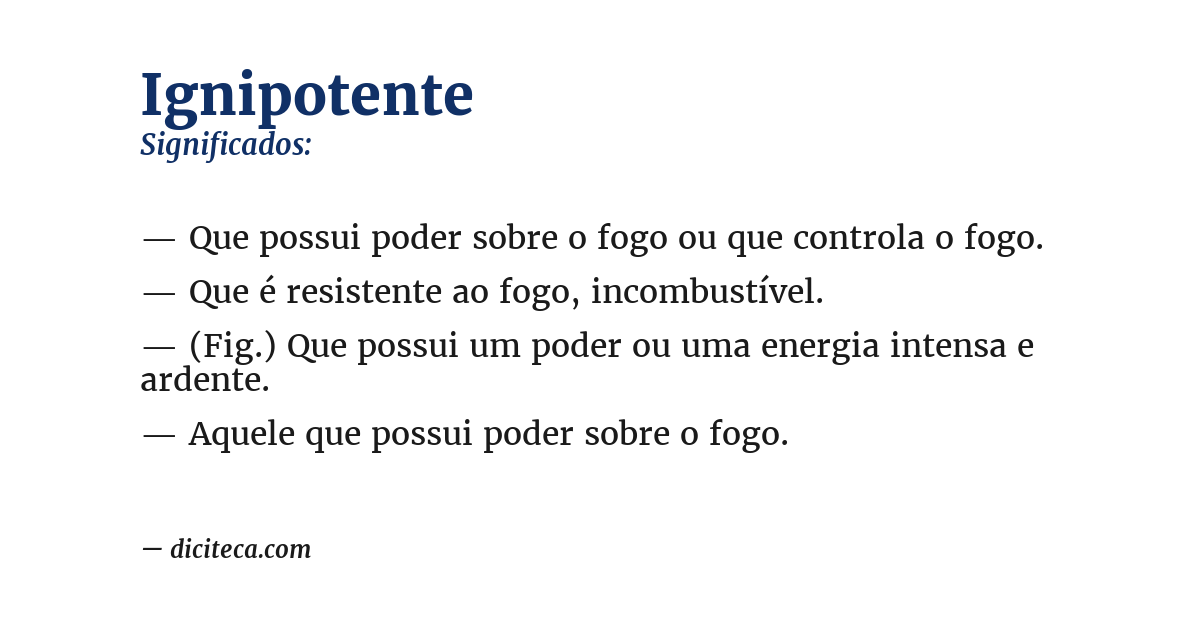 Significado de ignipotente