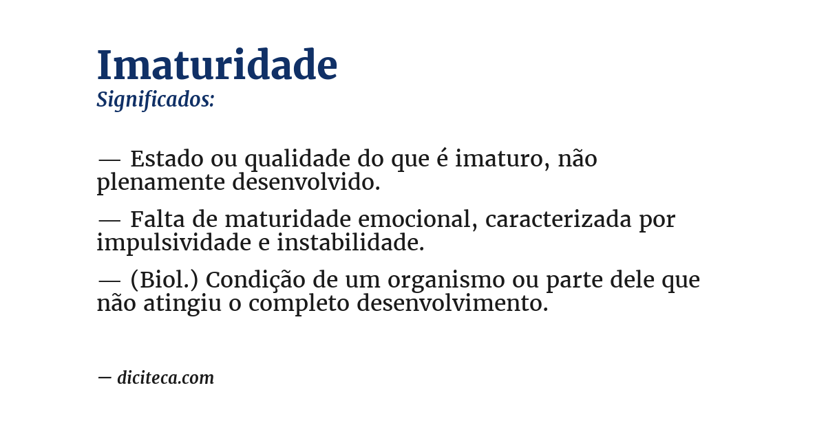 Significado de imaturidade