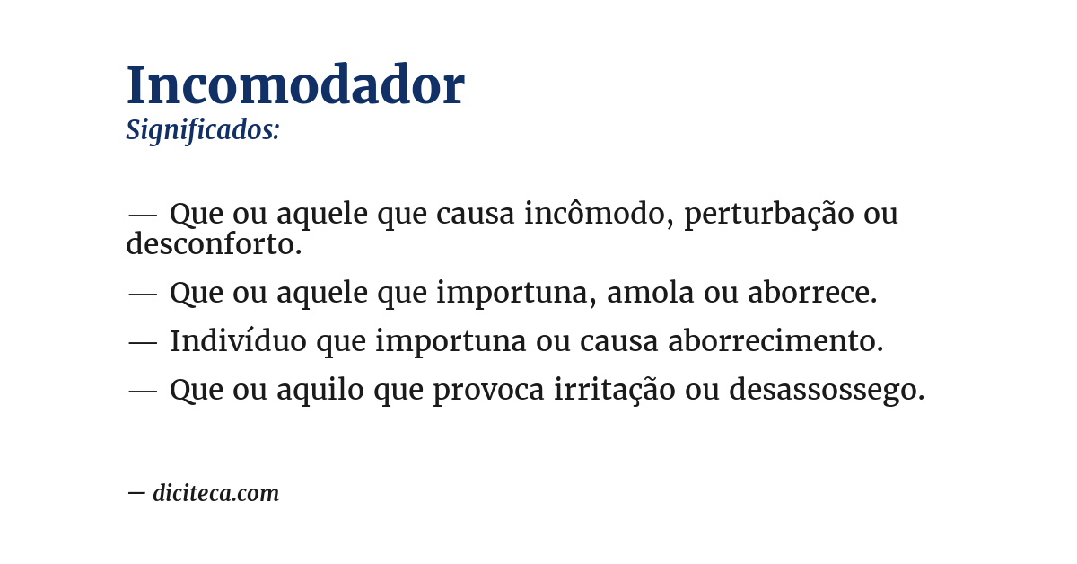 Significado de incomodador