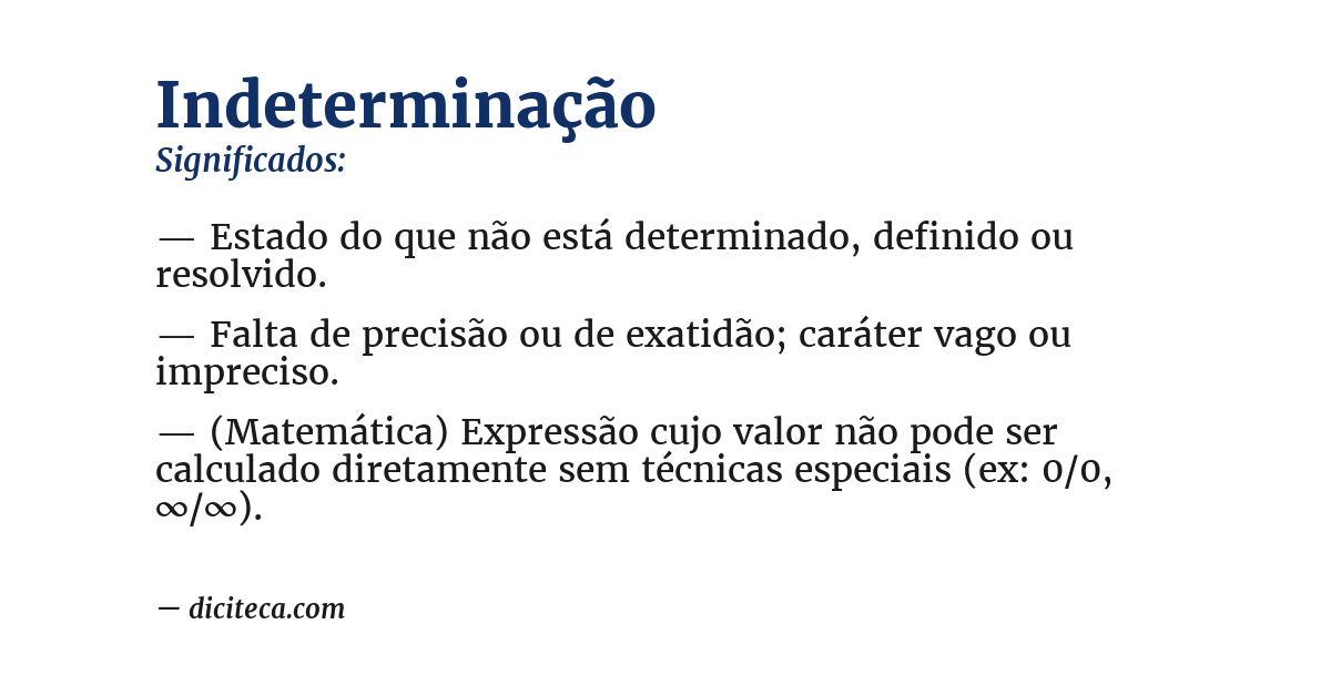 Significado de indeterminação