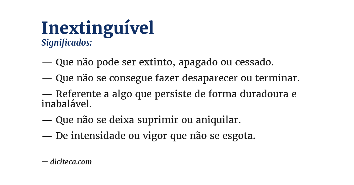 Significado de inextinguível