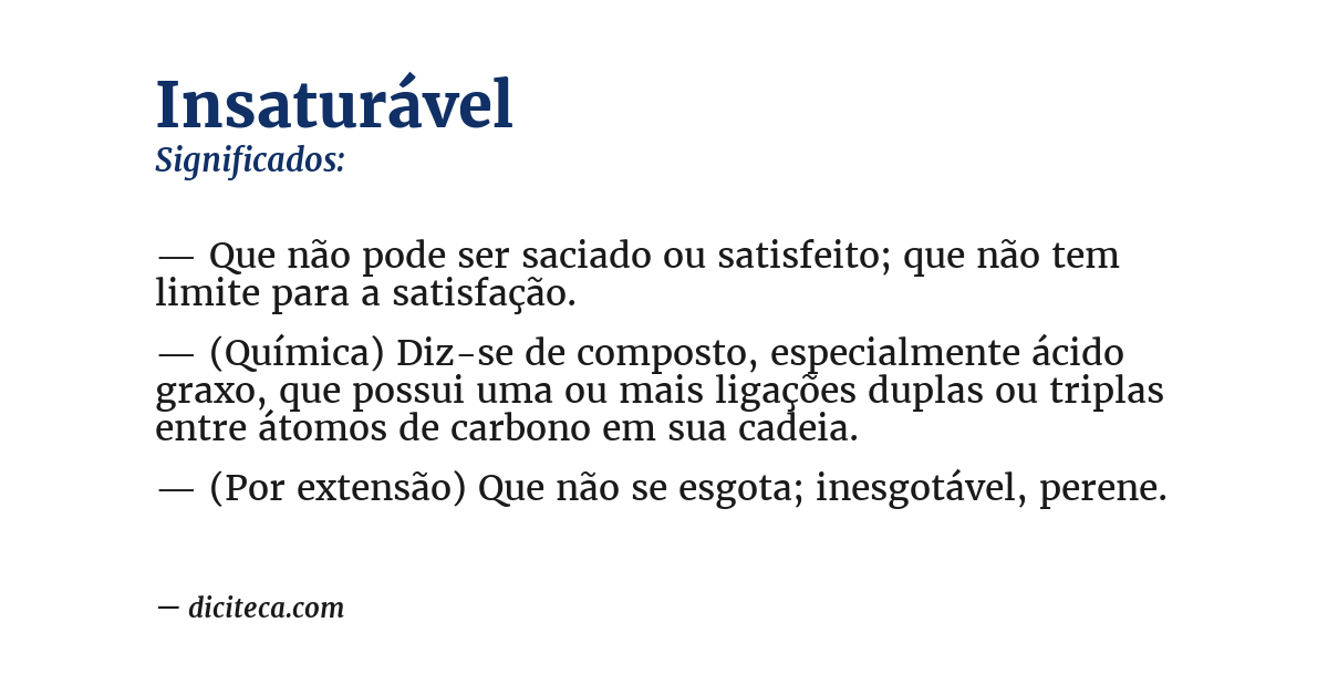 Significado de insaturável