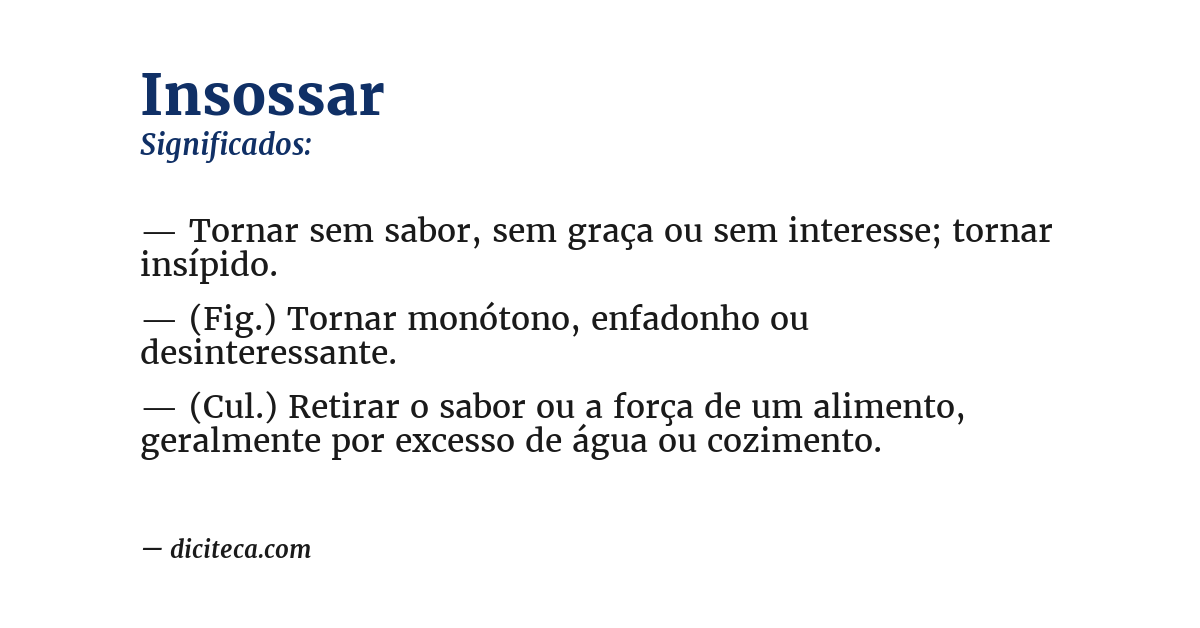 Significado de insossar