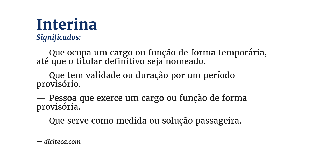 Significado de interina