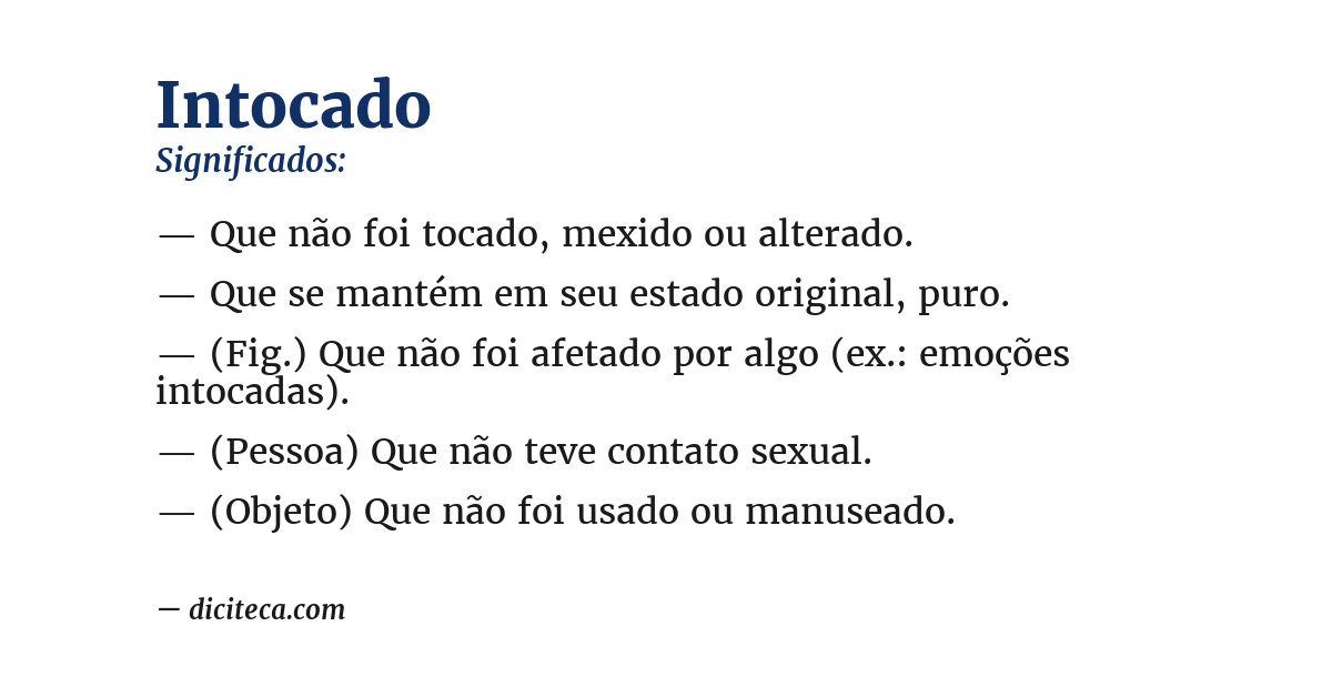 Significado de intocado