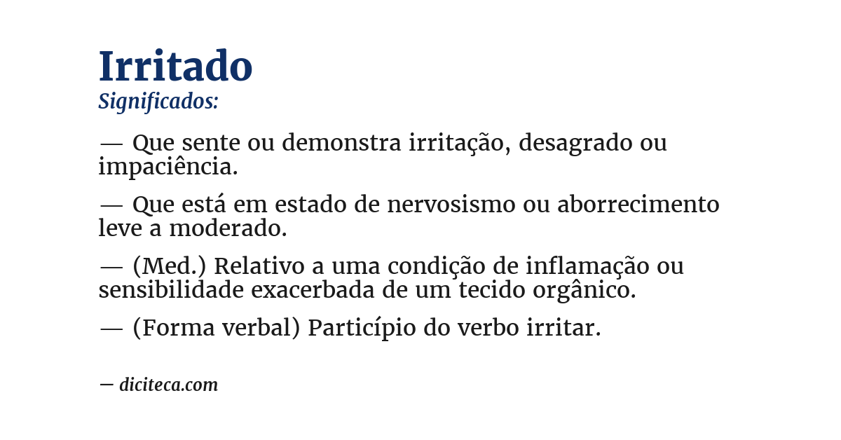 Significado de irritado