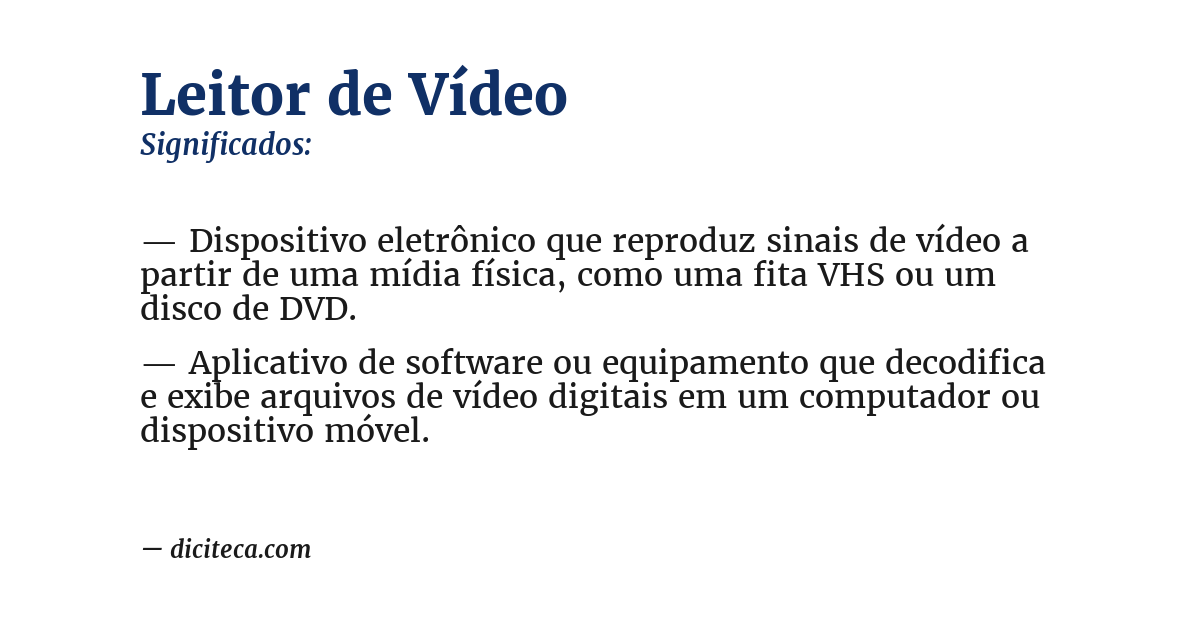 Significado de leitor de vídeo