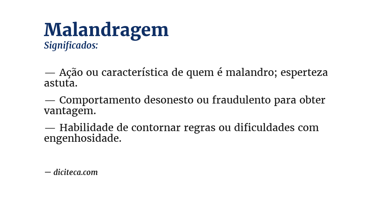Significado de malandragem