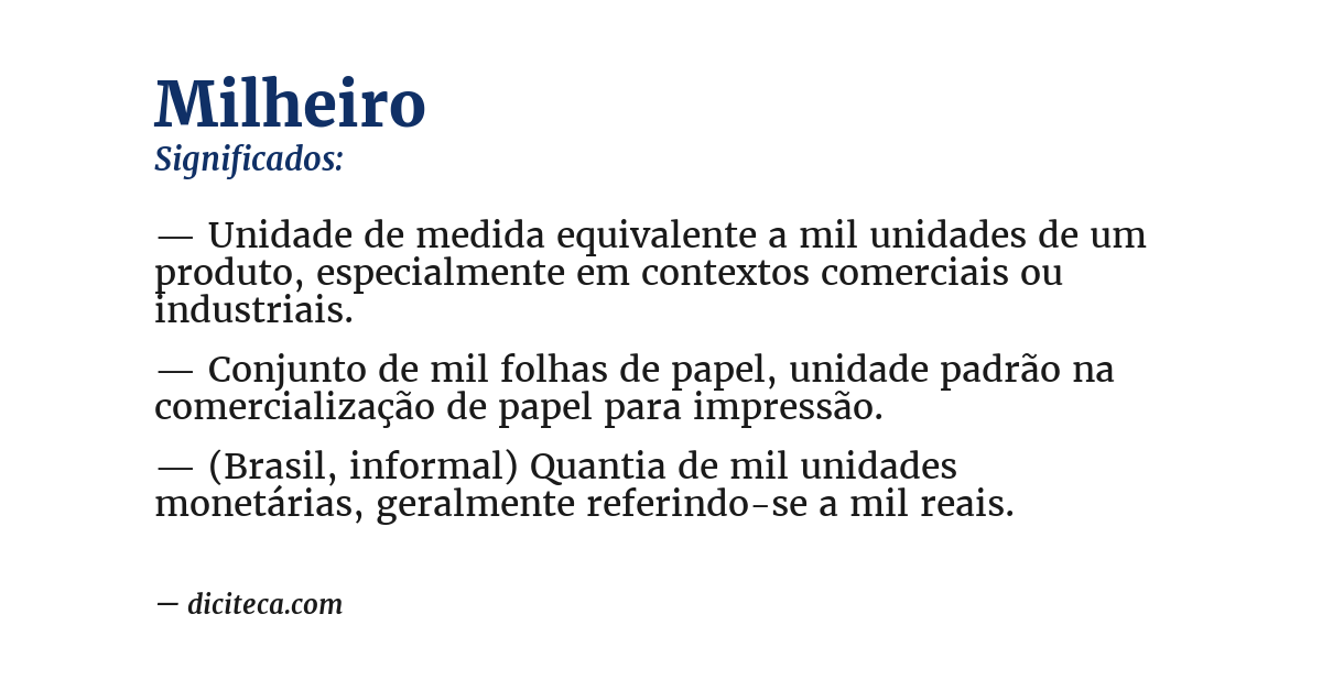 Significado de milheiro